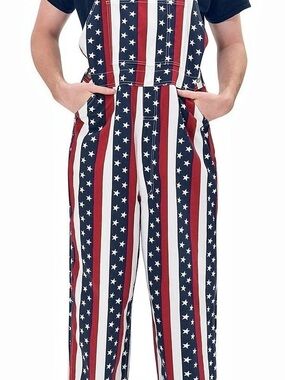 Game Bibs Red, White & Blue USA Adult Game Bibs Overalls 2XL